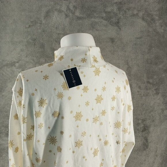 NWT KAREN SCOTT Christmas Glitter Snowflake Top XL(16-18) Cotton Pullover White - Picture 9 of 11